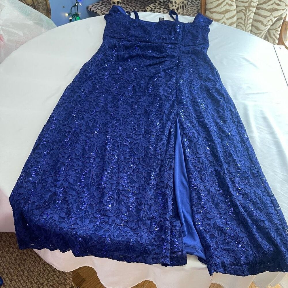 NWT Charlotte Women’s Blue Lace Embellished Dress Plus Size 2X New